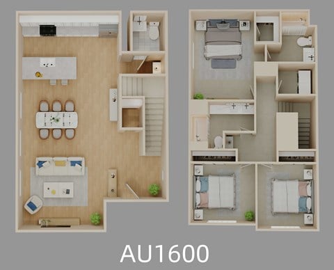 Floor plan for 3 beds, 2.5 baths, 1679 sqft